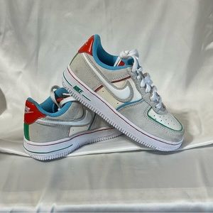 Nike Boys Force 1 LV8 FQ8351-110 Blue White Red Sneakers Size 11c